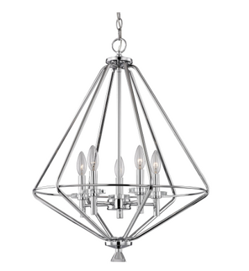 HD-1556-I Lámpara de araña Marin de 5 luces en cromo pulido con detalles de cristal