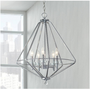HD-1556-I Marin 5-Light Polished Chrome Chandelier with Crystal Accents