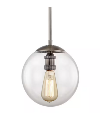 HD-1611HN 9 in. 1-Light Historic Nickel Globe Pendant with Vintage Bulb Included