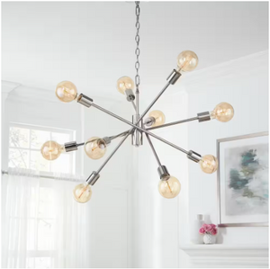 Fife 10-Light Polished Nickel Sputnik Chandelier with G30 Vintage Bulbs