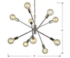 Lámpara de araña Fife Sputnik de níquel pulido con 10 luces y bombillas vintage G30
