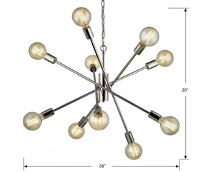 Fife 10-Light Polished Nickel Sputnik Chandelier with G30 Vintage Bulbs