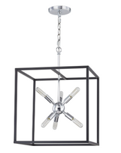 Load image into Gallery viewer, Halley 16 in. 6-Light Matte Black Pendant with Polished Chrome Cluster