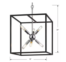 Load image into Gallery viewer, Halley 16 in. 6-Light Matte Black Pendant with Polished Chrome Cluster