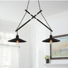 Colgante de isla lineal Halstead de bronce vintage con 2 luces
