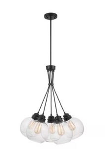 Kent 5-Light Aged Bronze Chandelier with Clear Glass Globes