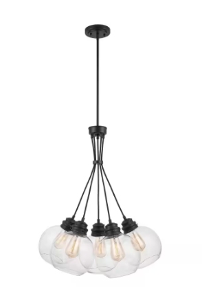 Kent 5-Light Aged Bronze Chandelier with Clear Glass Globes