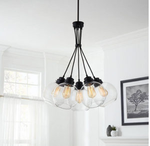 Kent 5-Light Aged Bronze Chandelier with Clear Glass Globes