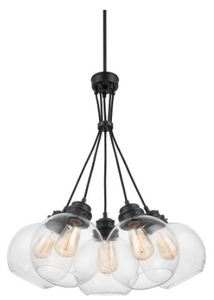 Kent 5-Light Aged Bronze Chandelier with Clear Glass Globes