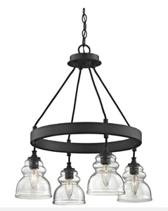 allen + roth Muncie Corsican Bronze Transitional Clear Glass Schoolhouse Large Pendant Light