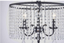 Cargar imagen en el visor de la galería, HD-1145MB Calisitti Lámpara de araña de tambor negro mate HD-1139 de 6 luces con colgantes de cristal K9, lámpara de comedor de estilo glamoroso