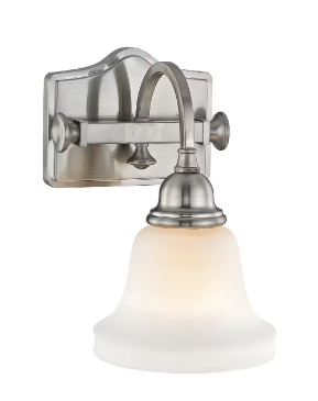 Hartley 1-Light Satin Nickel with Opal Glass Wall Sconce