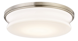 Drift 16" LED Flushmount, Satin Nickel with White Opal Glass
