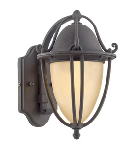 Portage 15 in. H 1-Light Natural Bronze Outdoor Wall Lantern Sconce
