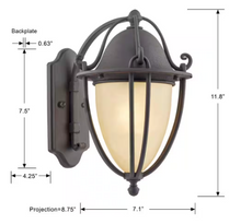 Cargar imagen en el visor de la galería, Portage Aplique de pared para exteriores, 1 luz, bronce natural, 11,8 pulgadas de alto