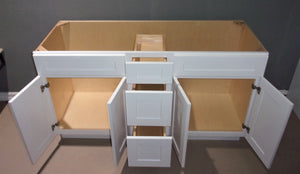60" POLAR WHITE VANITY COMBO SINK THREE DRAWERS, 4 DOORS, 3 DRAWERS, 2 FALSE FRONTS (For Sale In Store Only)