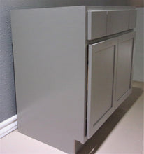 Load image into Gallery viewer, 36&quot; PEBBLE GREY VANITY BASE TOP DRAWERS, 2 DOORS, 2 DRAWERS 1 FALSE FRONT