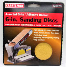 Load image into Gallery viewer, Craftsman 6 INCH SANDING DISCS assorted grits (extra fine, fine, medium) NEW! #928973