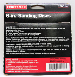 Craftsman 6 INCH SANDING DISCS 60 grit (extra fine, fine, medium) NEW! #928314