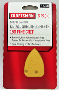 Craftsman - Paquete de 5 hojas de lija para detalle de lijadora de ratón #935148