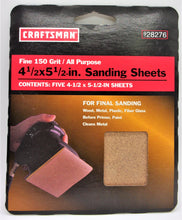 Load image into Gallery viewer, Craftsman 5-Pack 4 1/2&quot; x 5 1/2&quot; Sanding Sheets #928267