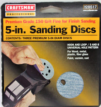 Cargar imagen en el visor de la galería, Craftsman - Paquete de 3 discos de lija de grano 150 con 8 agujeros, n.º 928517