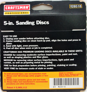 Craftsman - Paquete de 3 discos de lija de grano 100 y 8 agujeros, n.º 928518
