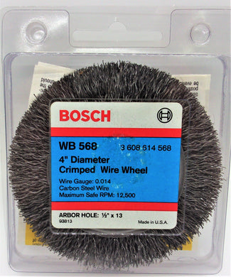 Bosch WB568 4-Inch Crimped Carbon Steel Wire Wheel, 1/2-Inch x 13 Thread Arbor