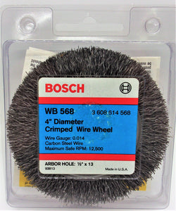 Bosch WB568 Rueda de alambre de acero al carbono ondulado de 4 pulgadas, eje de rosca de 1/2 pulgada x 13