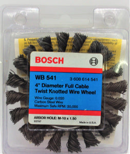 BOSCH WB 541 4" FULL CABLE TWIST KNOTTED WIRE WHEEL ARBOR M-10 X 1.50 USA
