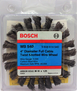 Bosch WB 540 Rueda de amoladora de alambre anudado torcido de cable completo de 4" M10 X 1.25 Arbor EE. UU.
