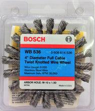 Load image into Gallery viewer, Bosch WB 536 4&quot; Stainless Full Cable Twist Knotted Wire Wheel  M-10 x 1.50 USA