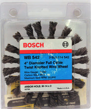 Cargar imagen en el visor de la galería, Bosch WB 542 Rueda de alambre anudado trenzado con cable completo de acero inoxidable de 4&quot; M-14 x 2 EE. UU.