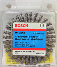 Load image into Gallery viewer, Bosch WB 551 4&quot; Stringer Bead Knotted Wire Wheel  M-10 x 1.50 USA