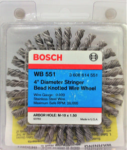Bosch WB 551 4" Stringer Bead Knotted Wire Wheel  M-10 x 1.50 USA