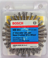 Load image into Gallery viewer, Bosch WB 552 4&quot; Stringer Bead Knotted Wire Wheel  M-14 x 2 USA