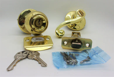 Kwikset 400EXLL RH 3 RCL RCS Right Handed Keyed Entry Eclipse X Lido Lever in Polished Brass #94009-192