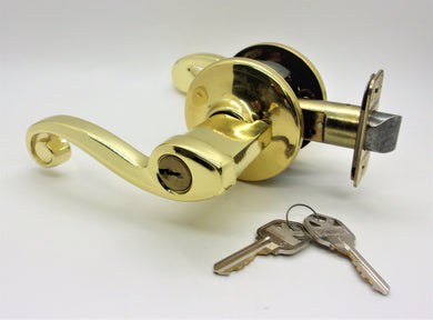 Kwikset 405LL LH 3 RCAL RCS Left Handed Keyed Entry Lido Lever in Polished Brass #94050-302