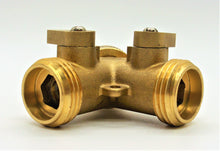 Load image into Gallery viewer, Heavy Duty Brass 2 way splitter Y Adapter, garden connector with ball valves