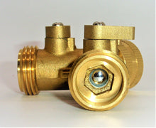 Load image into Gallery viewer, Heavy Duty Brass 2 way splitter Y Adapter, garden connector with ball valves