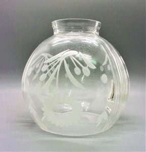 Angelo - Pantalla de lámpara de cristal de globo grabada con flores transparentes #81010