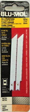 BLU-MOL 6422 Hoja de sierra caladora para corte de madera y metal, 3.5 pulg. x 12TPI - Paquete de 2