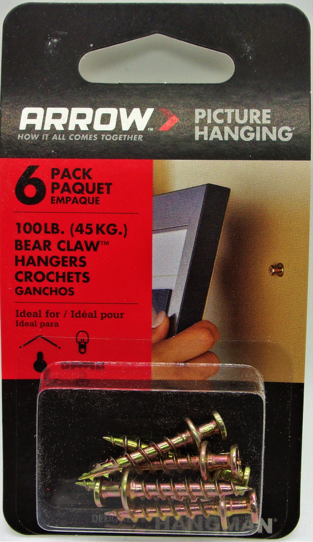 ARROW 159549 6-Pack Bear Claw Hangers