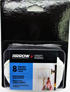 ARROW - 8 piece Adhesive Back Utility Hooks #160388