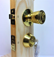 Load image into Gallery viewer, Trans Atlantic CO. C Series Passage Knob Interconnected Keyed Entry Deadbolt, In Polished Brass #CT01PB34
