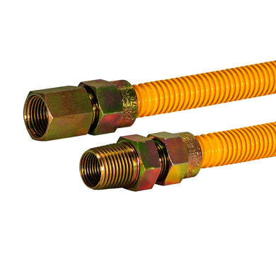 EASTMAN - Conector de gas de acero inoxidable con recubrimiento de epoxi amarillo de 3/8″ OD