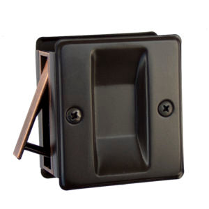 POCKET DOOR PASSAGE LOCK, RECTANGULAR, OIL RUBBED BRONZE  #119DB