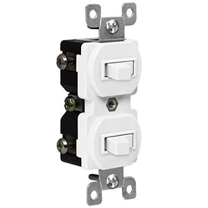 ENERLITES - Two White Single-Pole Side-Wired 15A Combination Switches