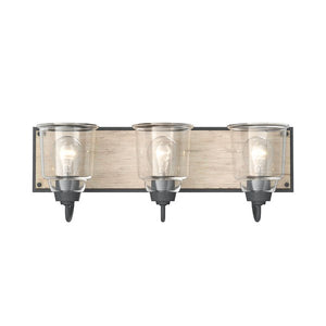 Augustine 22" 3 Light Vanity Light Weathered Zinc with Whitewashed Faux Wood #37523