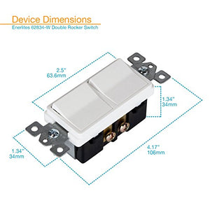 ENERLITES - White - 15 Amp Max. - Decorator Double Switch